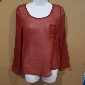 Sheer long sleeve top